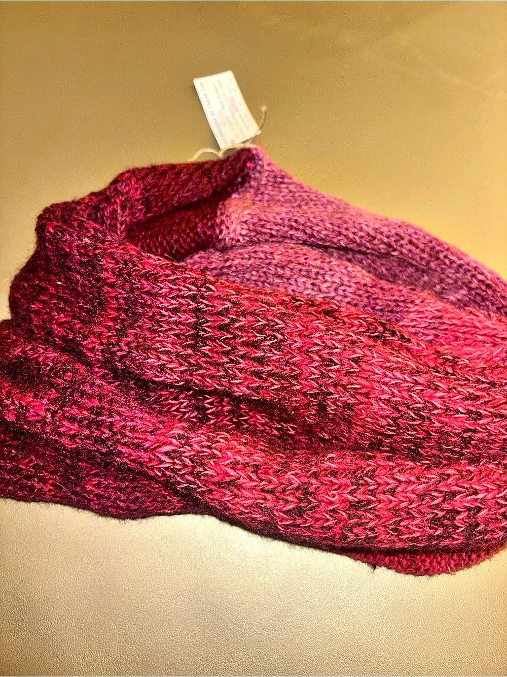 Wrapture by Inese Hand Knitted Cafe Wrap / Scarf Red & Pink